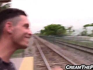 Big dick cums inside tarty teen’s ass