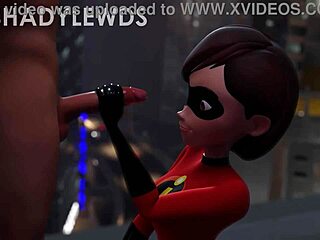 3D animated handjob with Helen Parr on the roof top