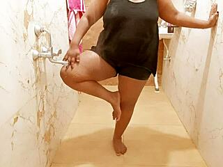 Myanmar beauty washing up in a sensual manner