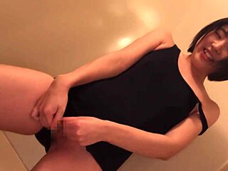 Japanese schoolgirl in swimsuit, homemade video