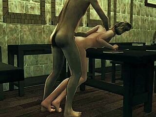 Cartoon sex with Hermione and Harry Potter in a brothel