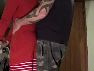 Married woman gets it on in the laundry room with her husband’s cock