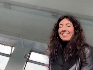 Public cumwalk on a train with a kinky stranger