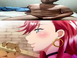 A beautiful hentai witch elf has a hot and steamy scene in the woods with a big cocked stranger