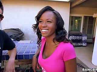 Beautiful black teen with great natural breasts