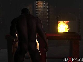 3D cartoon of a sexy blonde getting gagged and fucked