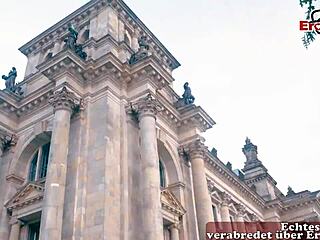 Skinny blonde teen allows public sex with German guy