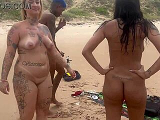 Bisexual beauty gets it hard on the beach in front of everyone