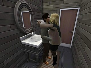 A man seduces his friend’s sister in the bathroom while they are both having coffee