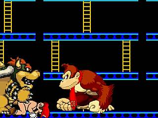 Cartoon-style Mugengame with Bowser Koopa and Donkey Kong vs Mario