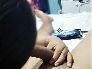 Big tits bouncing while I suck my cousin's big dick at work