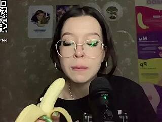 Big banana licking and sucking for ASMR pleasure