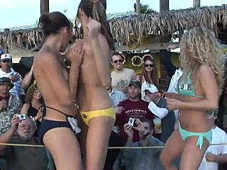 College students strip for outdoor competition on Spring Break
