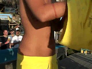 College students strip for outdoor competition on Spring Break