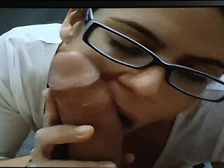 A smart and sensual blowjob in the classroom