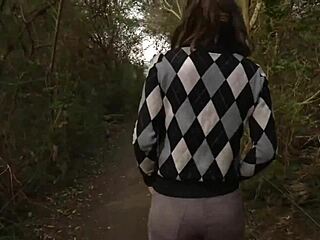 Petite teen gets wild in public park with friend