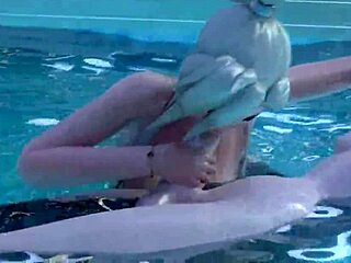 3D animated futa sex in pool with horny ladyboy