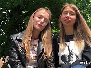 First time lesbian couple enjoys their beautiful bodies