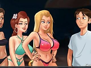 Cheerleader's beach romp with football hunk in steamy anime