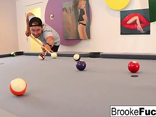 Beautiful blonde Brooke Brand in sexy billiards scene with Vans balls