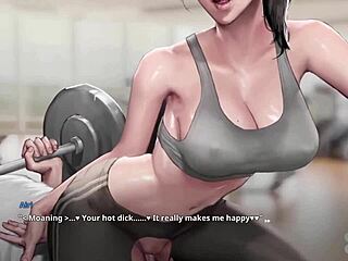 Beautiful anime with natural tits, H-game and fucking