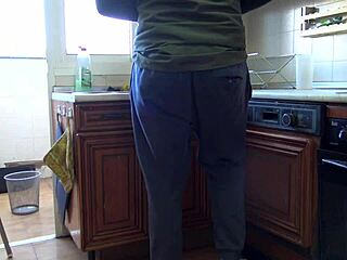 Kitchen action with a big cock and an amateur couple