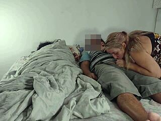 Young and beautiful wife and sister in law have hot scenes with a blue eyed stud