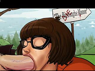 Scooby Doo meets Velma in a rough blowjob game