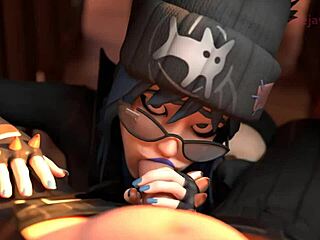 3D animated classroom antics with glasses wearing minx