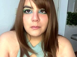 Big beautiful woman eats gummy bears in her bedroom