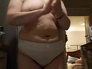 First time homemade video of my wife in big panties in the kitchen