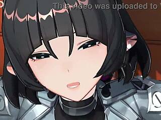 Beautiful shemale maid in 3D anime gives a blowjob