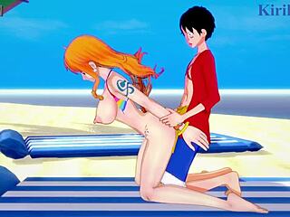 Intense hentai featuring Nami, Vivi, and Luffy in 3D