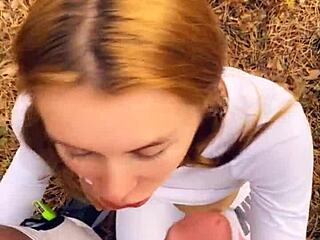 Beautiful Italian teen gives great deepthroat in public