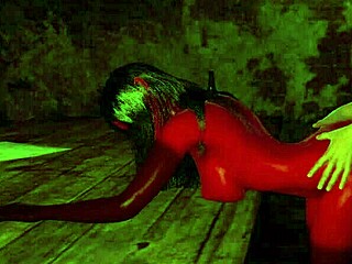 3D cartoon of a succubus seducing its host in hardcore