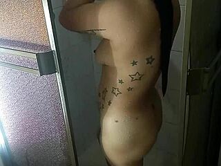 Stepmother in steamy shower scene with her curvaceous body