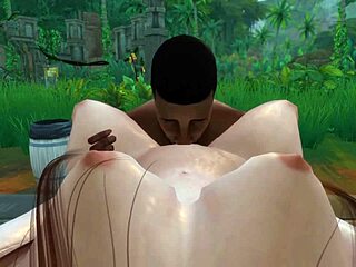 Black man seduces Lara Croft in the jungle camp (Part 1)
