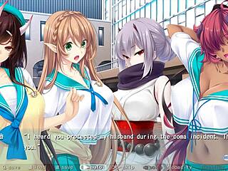 Maid's big tits and milk fetish in anime game