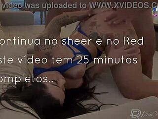 Tattooed hunk's Latina babe gets pumzahed on his sofa