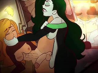 Kim Possible and Shego as futanari in animated hentai