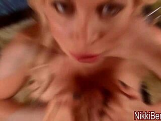 Nikki Benz's birthday treat: a sloppy facials and boobs job on a big cock