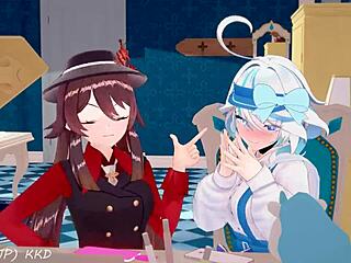 Animated video with 3D anime characters singing a catchy tune