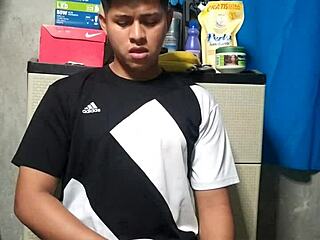 Young and horny guy's steamy solo performance on webcam