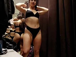 Beautiful girl enjoys risky orgasms in the fitting room