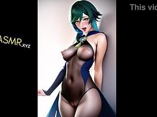 Japanese cosplay babe in sexy anime costume gives ASMR moans