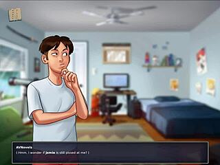 Visual novel and PC gameplay in the hot summer themed game Summertime Saga