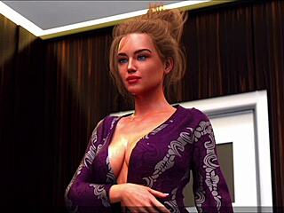 3D animated porn featuring busty mature in shower