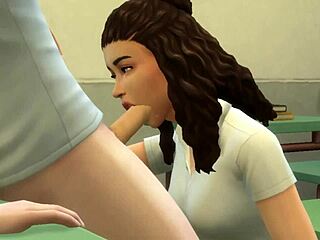 3D animated high school sex with virgin student