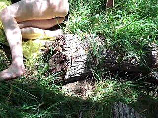 A nympho teen gets fucked by a woodcutter in the woods - Erin Electra