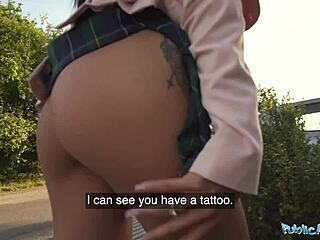 Public agent gets his big cock pounded outside